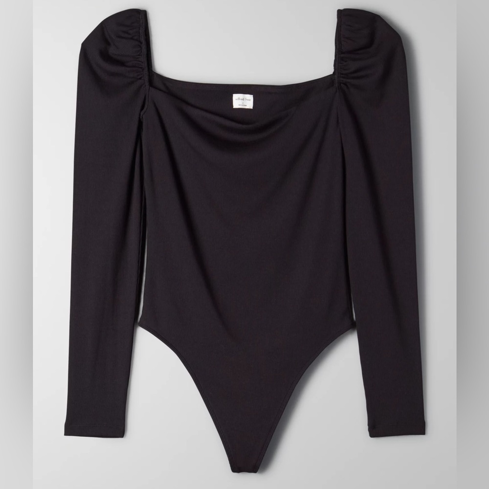 Wilfred Fortune Square Neck Puffed Sleeve Bodysuit Black
